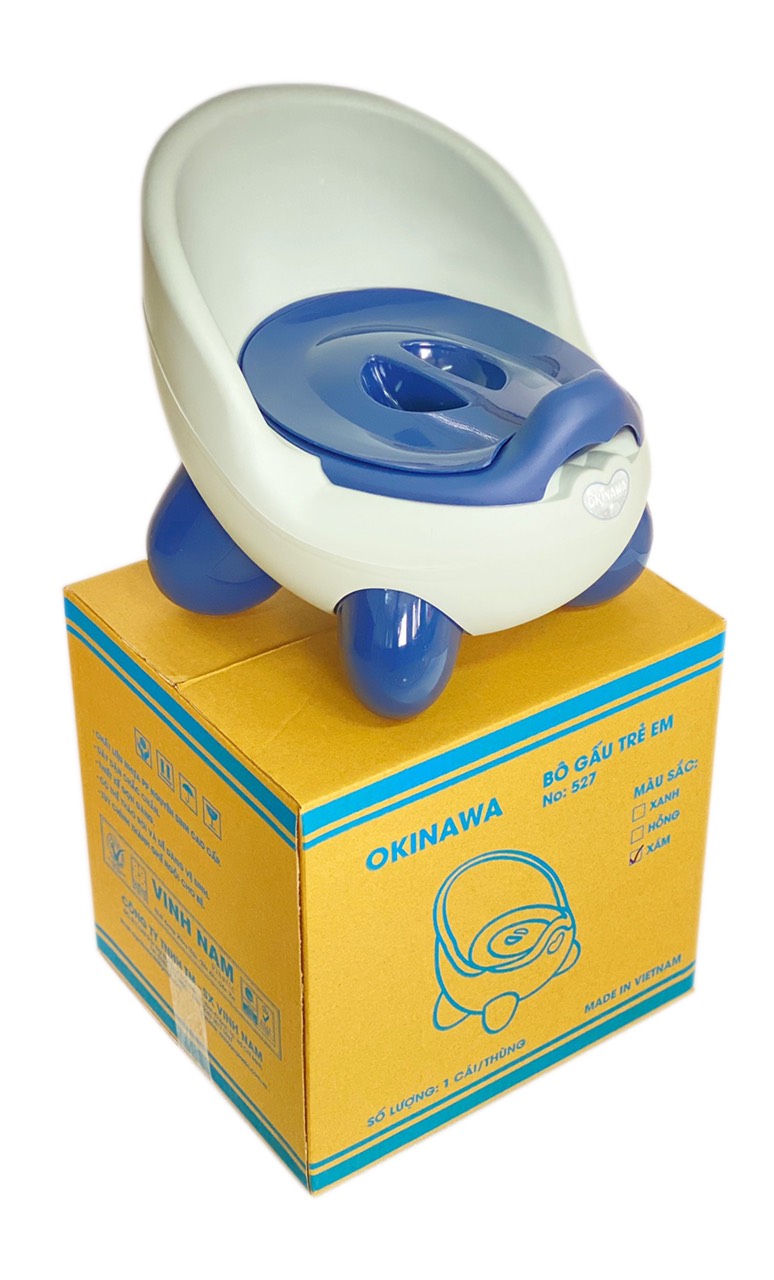 Bô ghế vệ sinh hình chim cánh cụt có tựa lưng và tay vịn cho bé