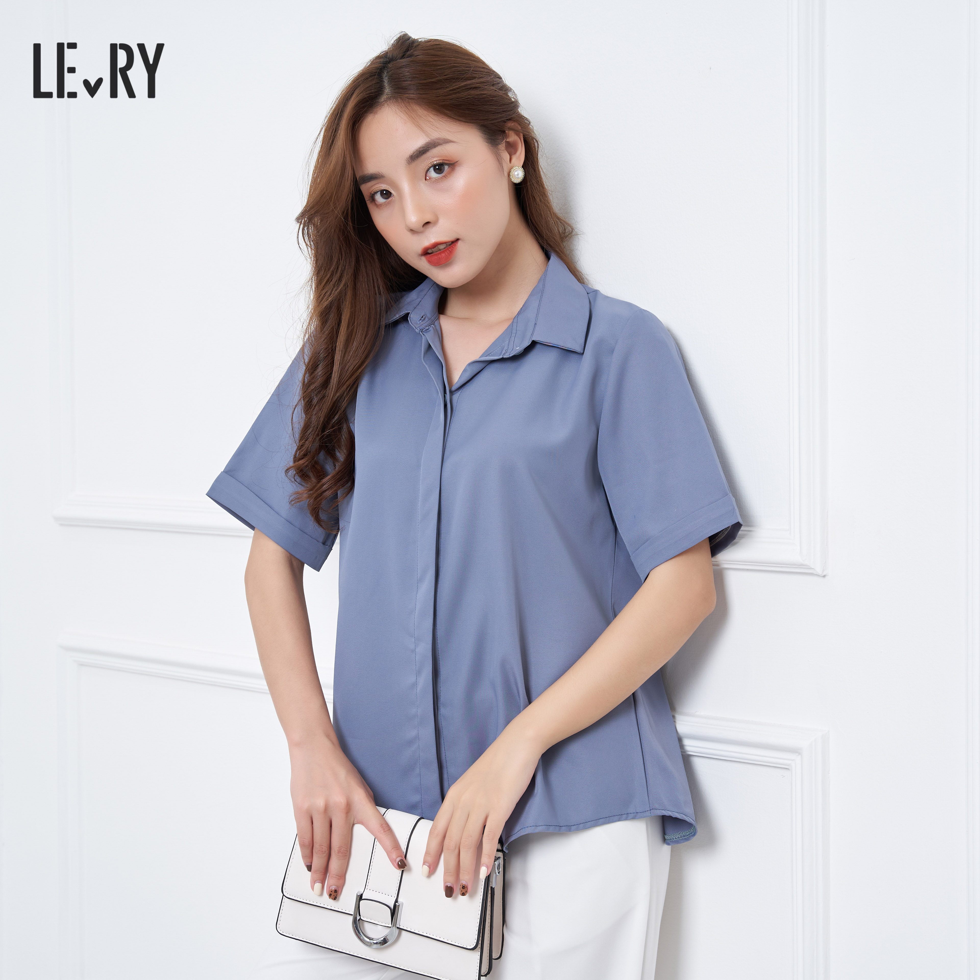 Áo Sơ Mi Cộc Tay Nữ Công Sở Dáng Suông Chất Lụa Nhật Bản Sm-02 - Lery Factory