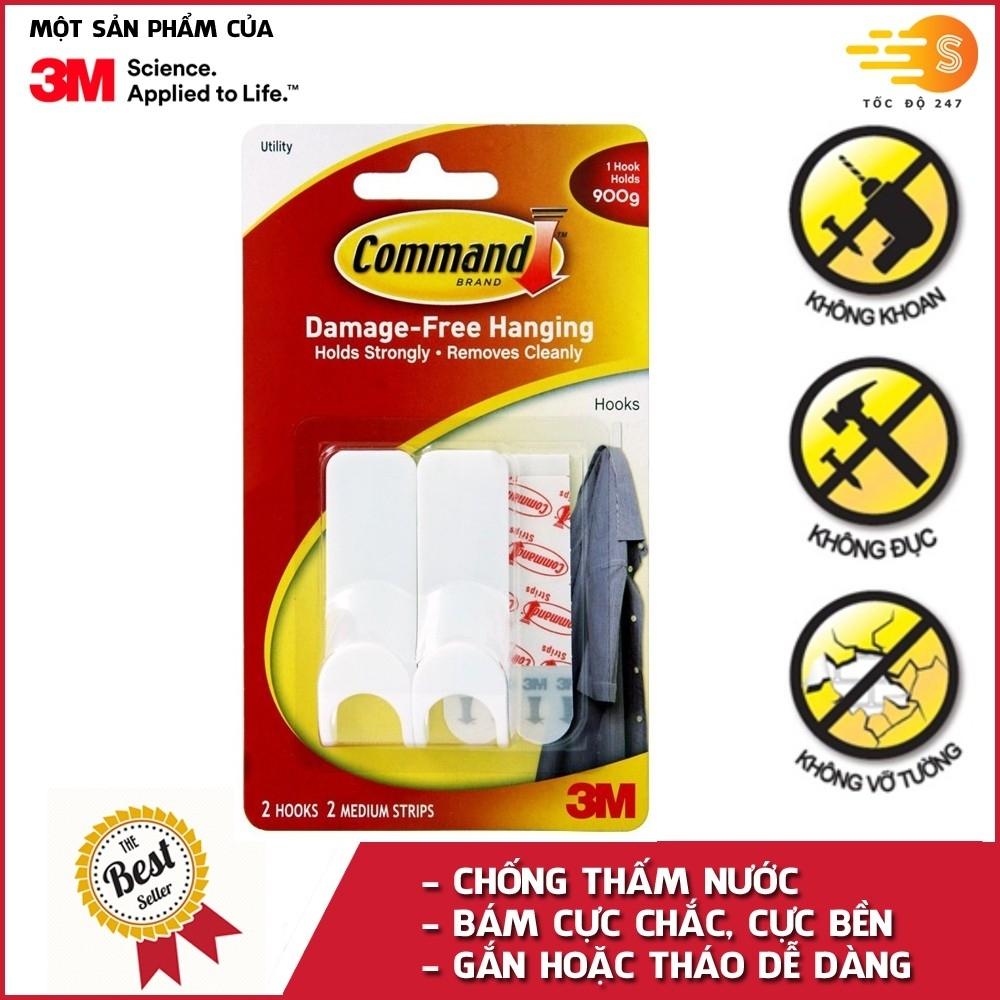 [HCM]Móc dán tường tròn 900gr vỉ 2 cái Command 3M 17401
