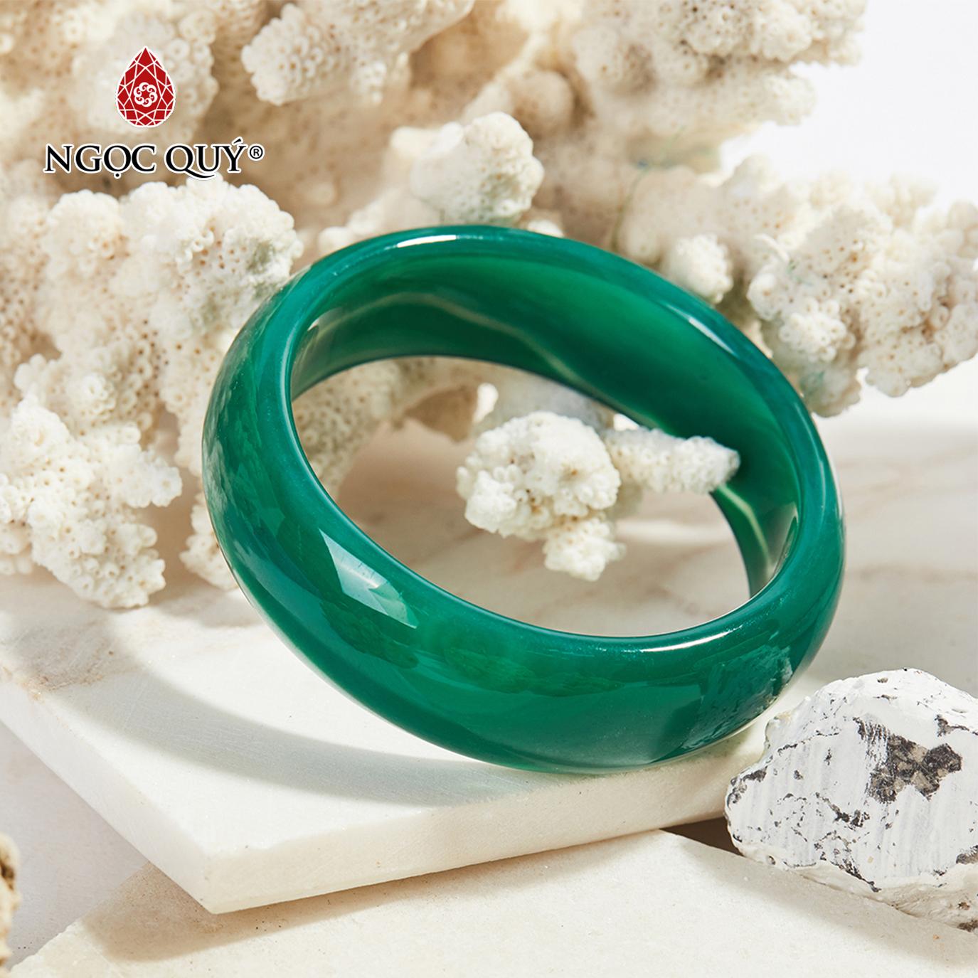 [HCM]Vòng Tay Mã Não Xanh Bản Hẹ Dày Mệnh Mộc Hỏa (màu xanh) - Ngọc Qúy Gemstones