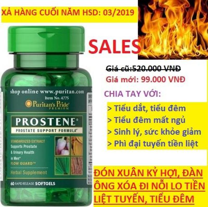 Viên uống hỗ trợ tiền liệt tuyến, giảm tiểu dắt, tiểu đêm Puritans Pride Premium Prostene Prostate Support Formula 60 viên HSD tháng 03/2019