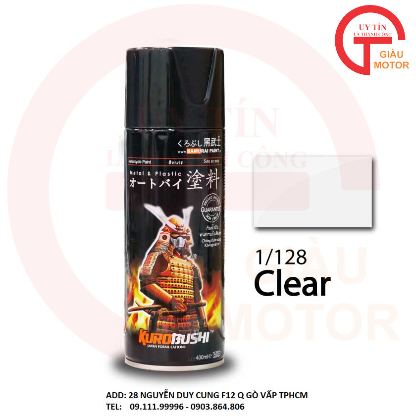 Sơn xịt sơn xe máy Samurai 128 màu trong    Clear