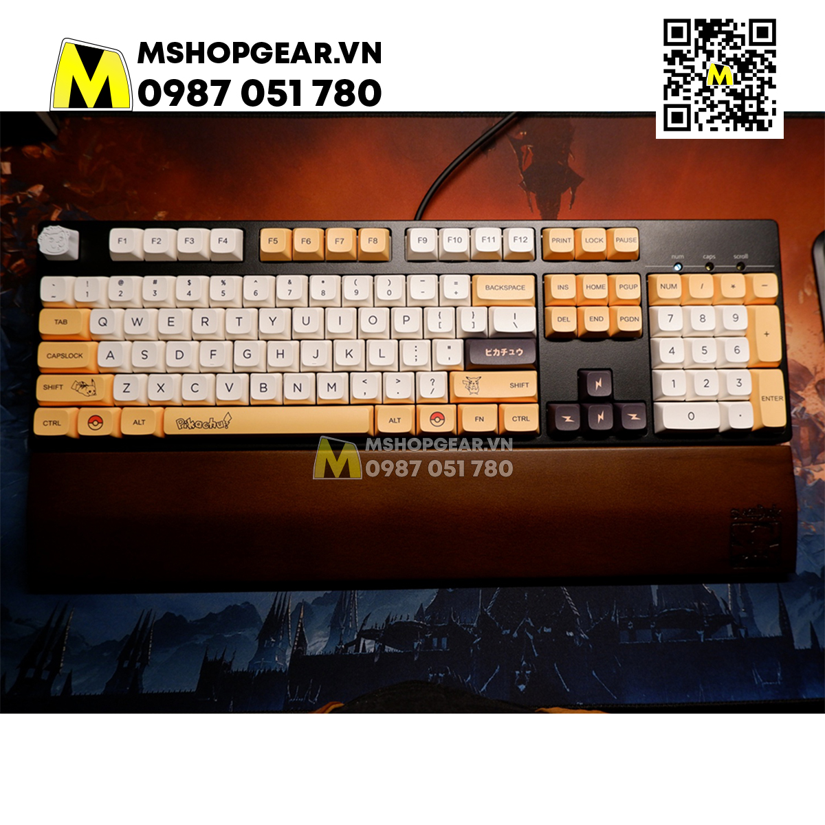 Bộ nút gắn bàn phím cơ - Keycap XDA-QX Pikachu thick pbt xda profile dye-sub 139 keys