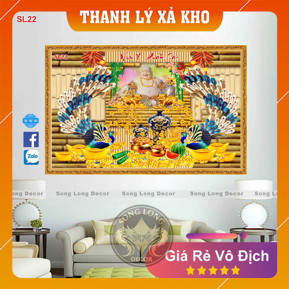 Tranh Dán Tường Tài Lộc - SL22-Tranh 3d Phong Thủy - Song Long Decor
