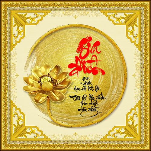 Tranh dán tường thư pháp Việt VTC Gia Đình UD0175K Kim sa