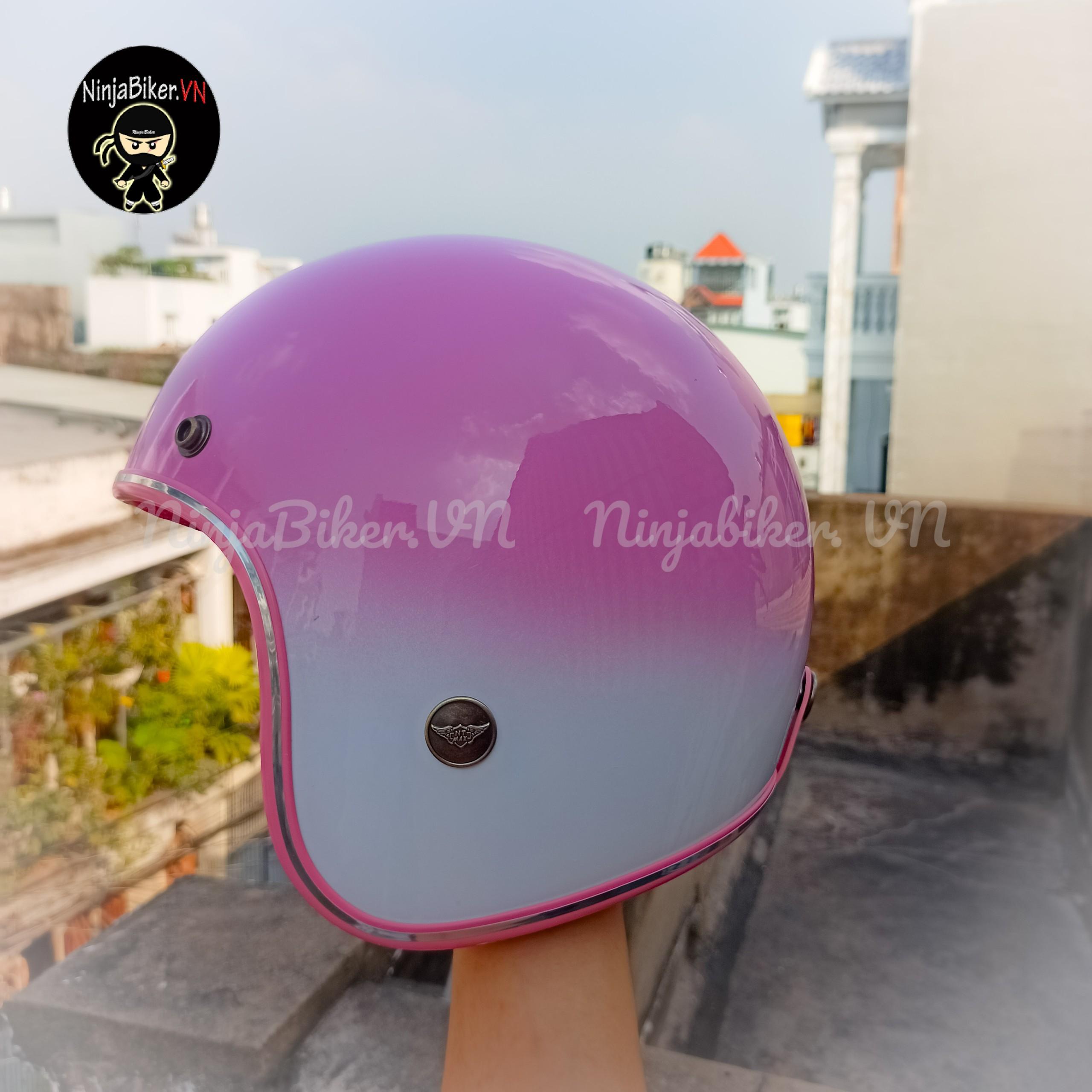 Nón  bảo hiểm 3/4 ntmax hồng loang trắng