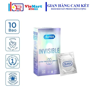[HCM]Bao cao su Durex Invisible Extra Lubricated 10 bao / hộp