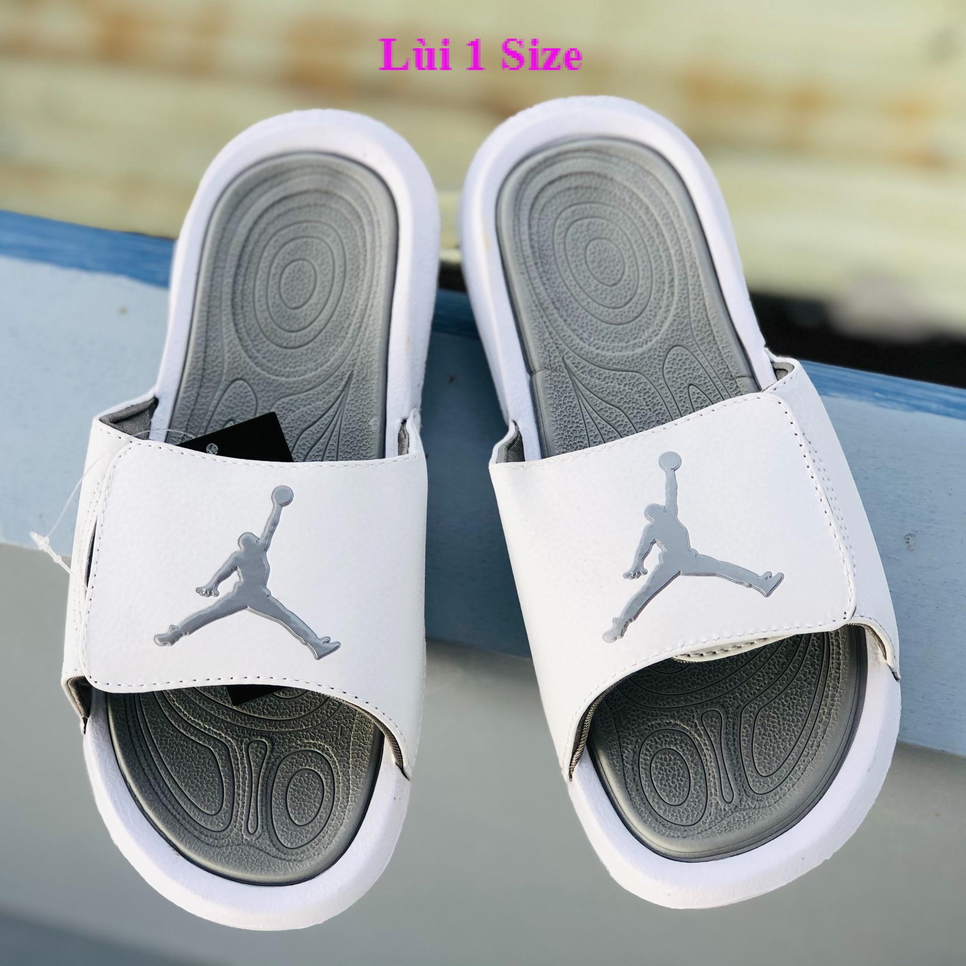 Dép quai ngang bóng rổ nam nữ TẶNG VỚ Cao Cấp  hydro 6 trắng xám cực kì nhẹ lót dày chuẩn chất xịn