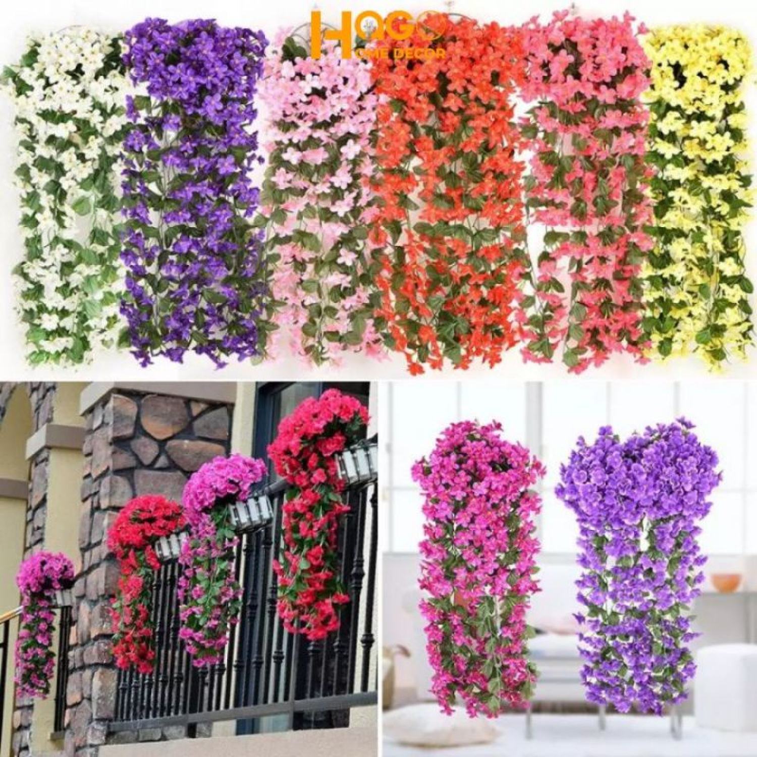 CHÙM ĐỖ QUYÊN TREO TƯỜNG . HOA VẢI HOA LỤA CAO CẤP