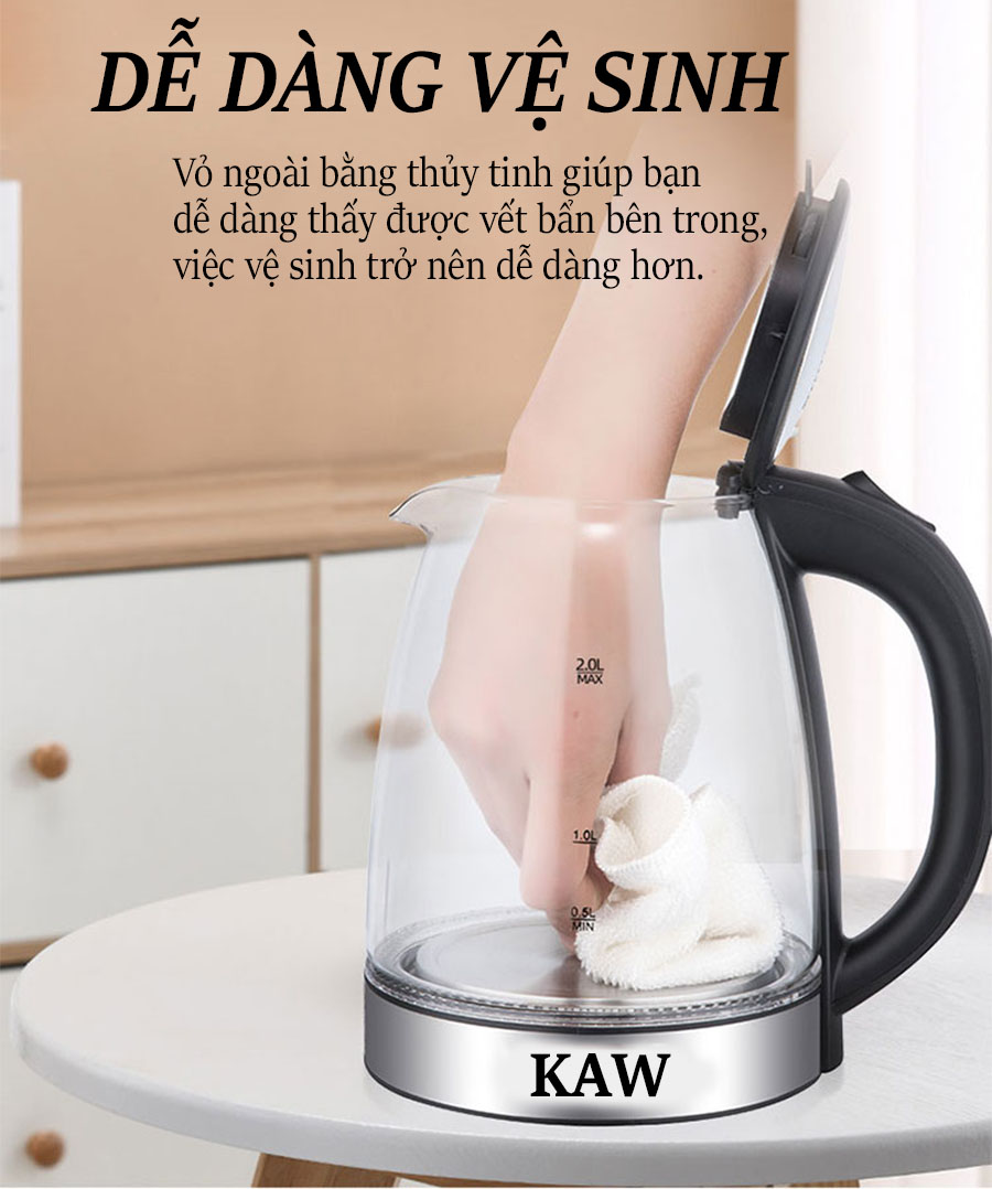 Bình Đun Nước Siêu Tốc - Ấm Đun Nước Siêu Tốc Thủy Tinh - Ấm Siêu Tốc - Bình Đun Siêu Tốc - Bình Siêu Tốc - Dung Tích 1.8L - Hàng Cao Cấp - Chất Liệu 100% Inox Độ Bền Cực Cao - Bảo Hành Toàn Quốc 12 Tháng.