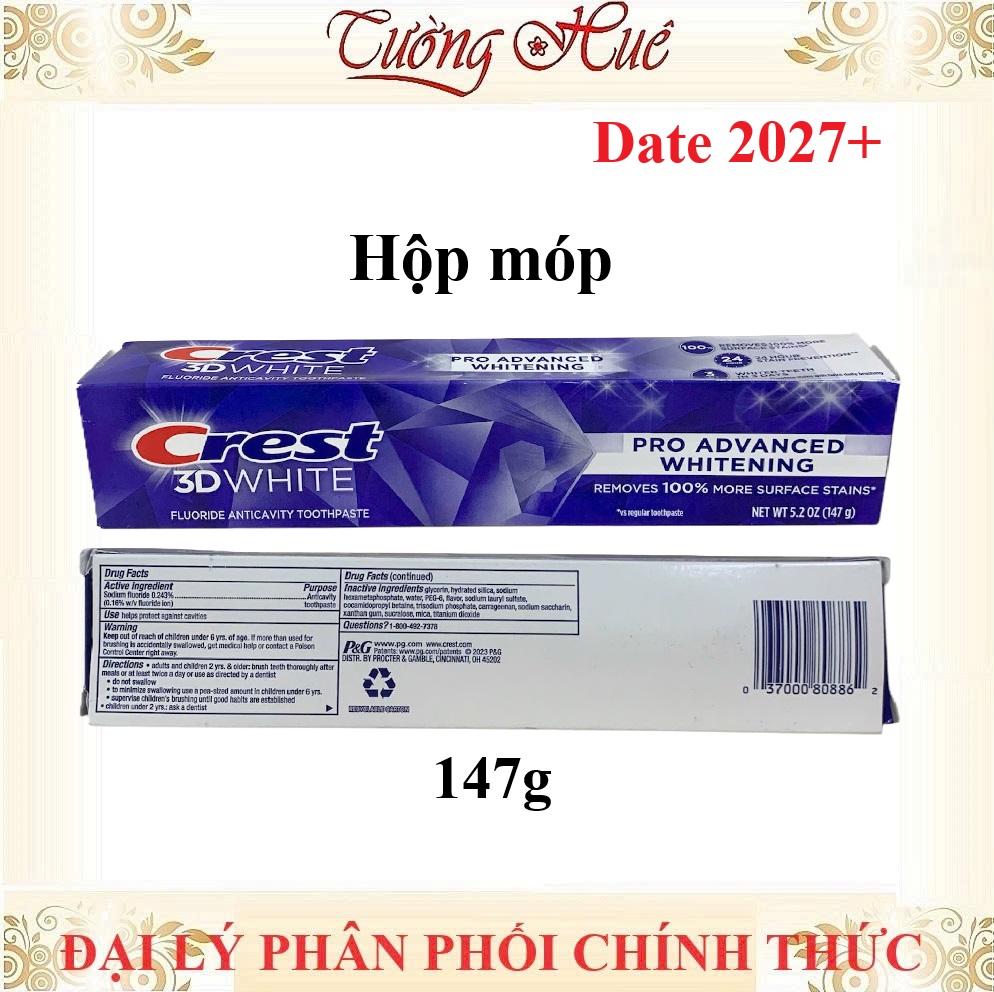 Kem đánh răng Crest 3D White Advanced Whitening 147g (Có Lựa Chọn)