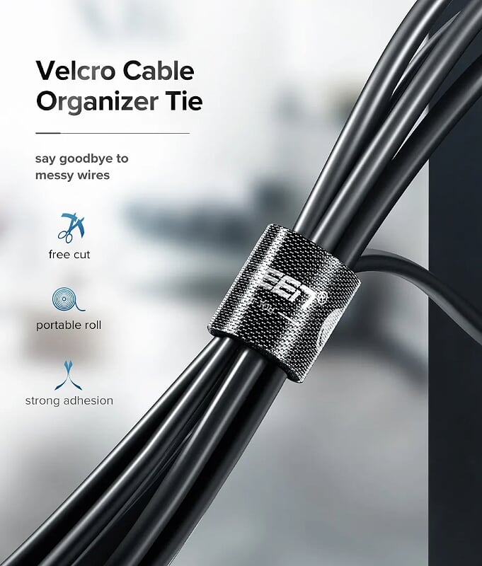 Ugreen 40356 5M Black Velcro Cable Organizer Black LP124
