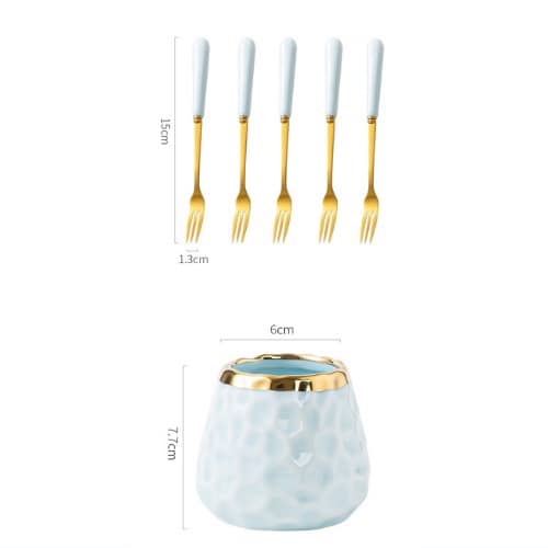 Set cốc dĩa 6 xiên gốm sứ
