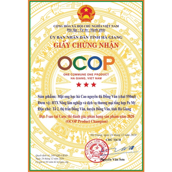 [VietGAP] Mật ong bạc hà Hà Giang, looại 1, 1000ml