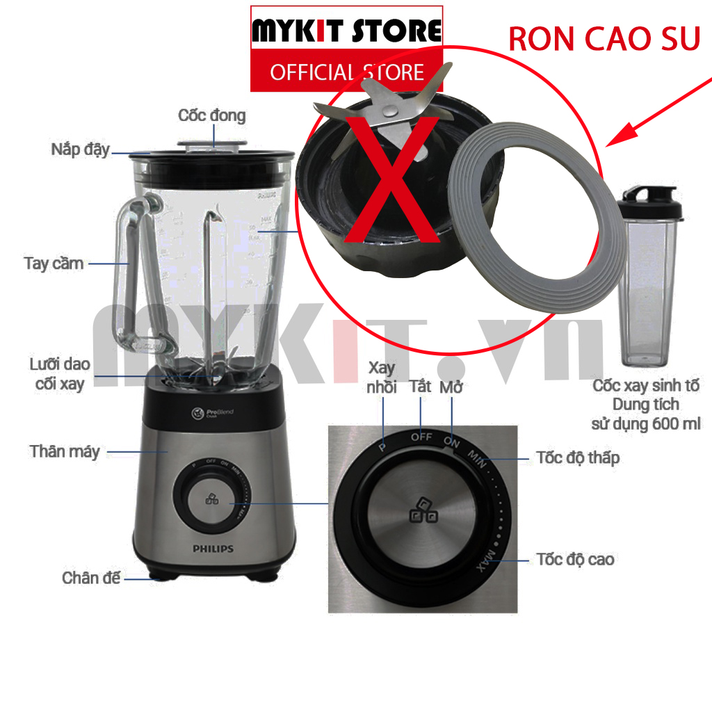 Phụ kiện máy xay sinh tố philips hr3573 1000w