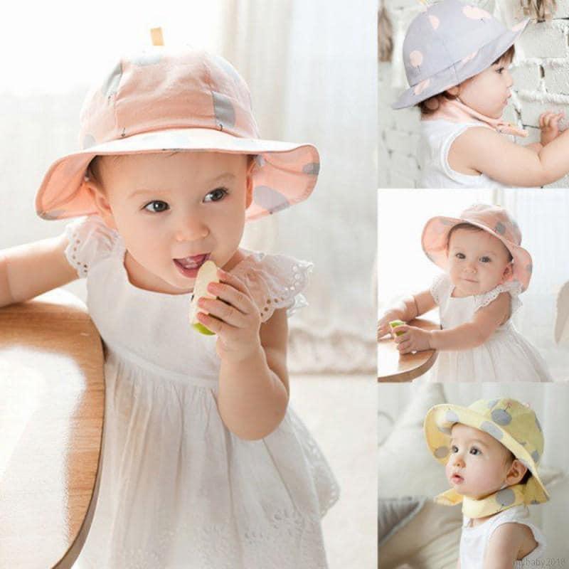 Baby hat 4 months-3 years old cute polka dot large brim baby sun hat