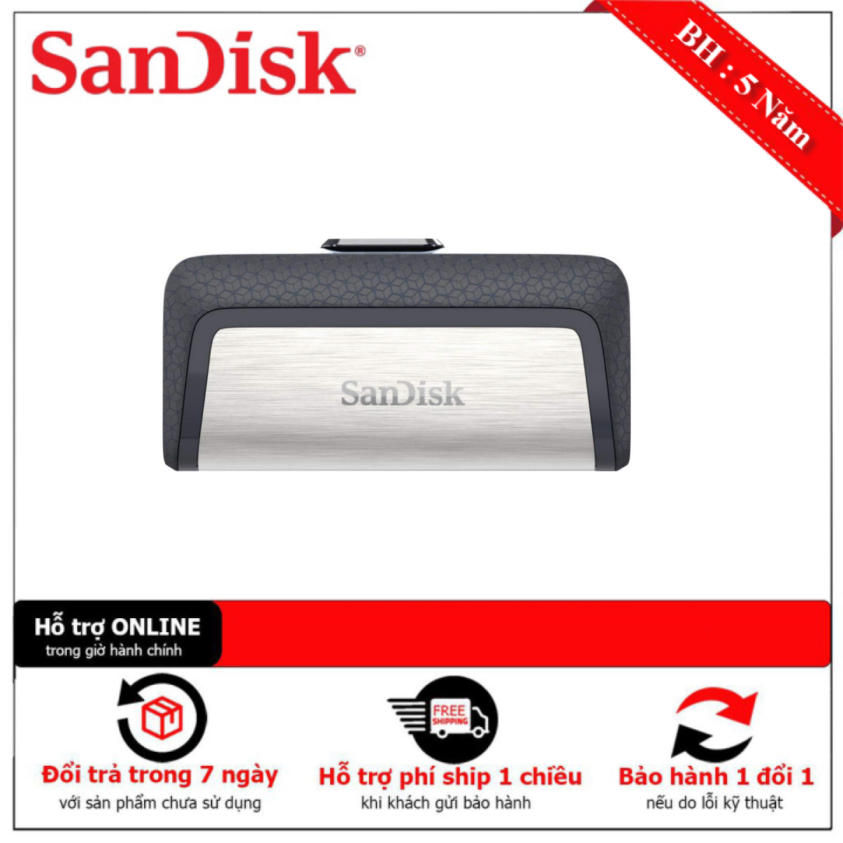 Usb sandisk ultra dual otg type-c usb 3.1 ddc2 128gb sdddc2-128g-g46 - 1 đổi 1