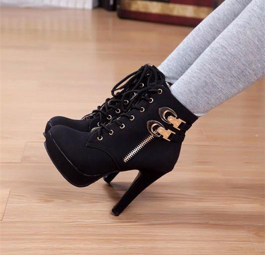 Giầy  boot cao gót thắt dây korea