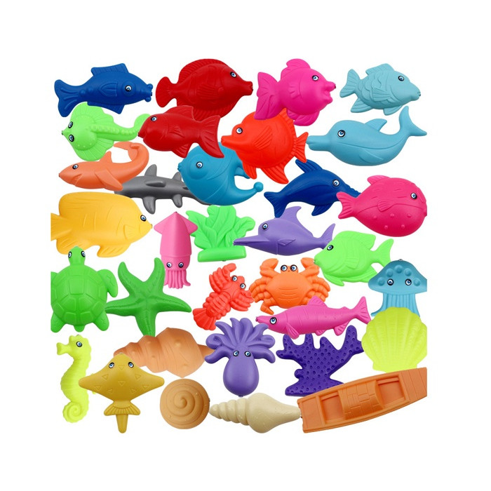 Bộ đồ chơi câu cá - Hình Rổ Đựng, sinh vật biển và màu Ngẫu Nhiên