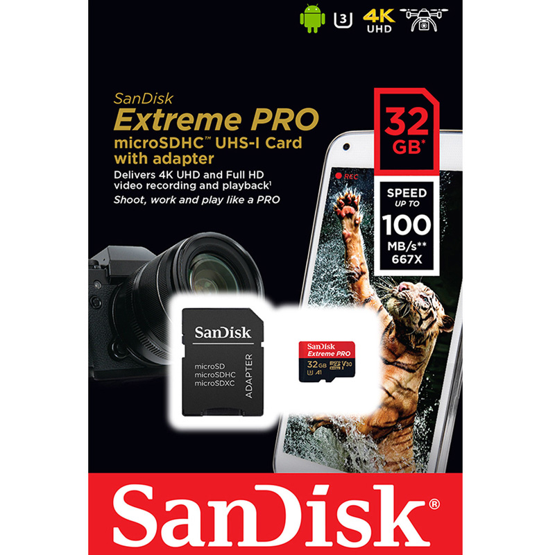 Thẻ nhớ Sandisk Micro SDHC Extreme Pro 32GB (100MB/s) + Adapter