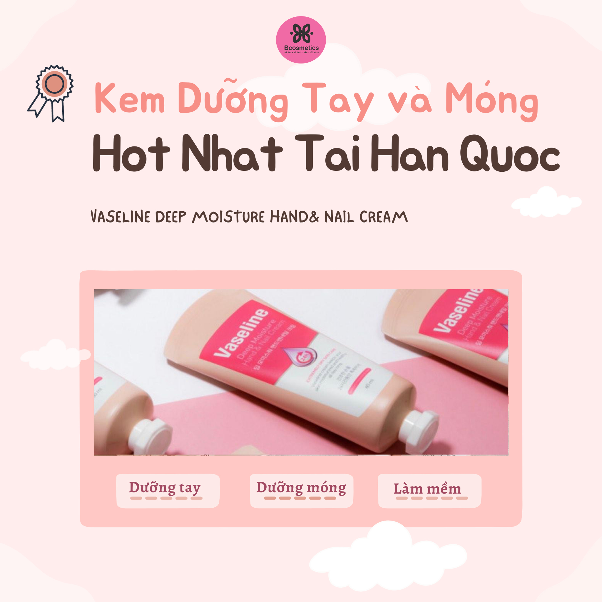 Kem Dưỡng Da Tay Và Móng Vaseline Deep Moisture Hand & Nail Cream 60ml