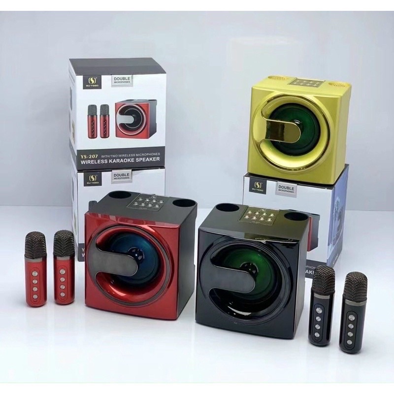 Loa Bluetooth Karaoke YS-207. Tặng Kèm 2 Micro Không Dây