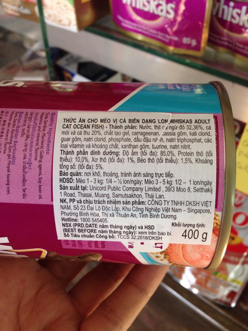 Pate lon cho mèo Whiskas 400g