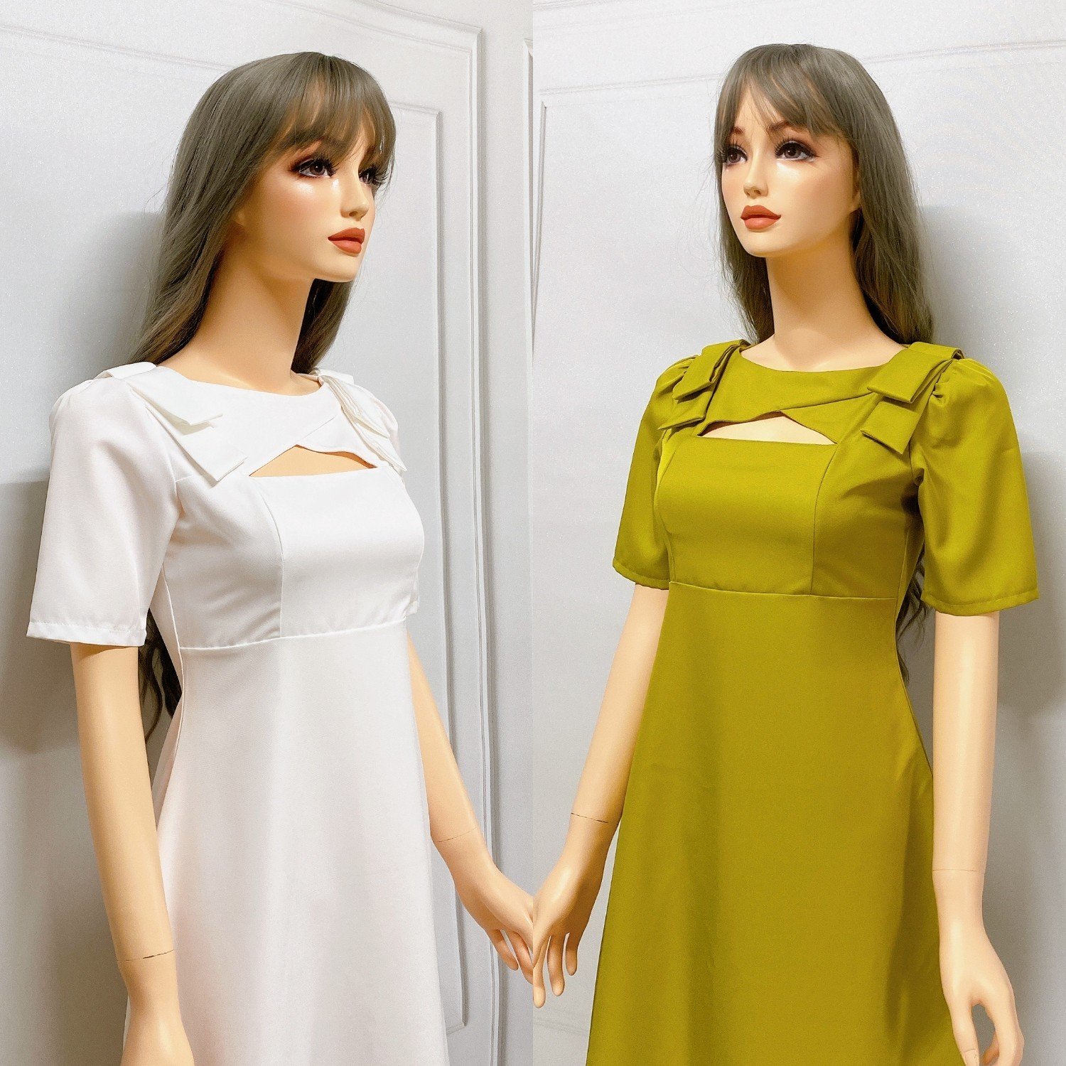Đầm Xòe Dự Tiệc Phối Nơ Vai A8265