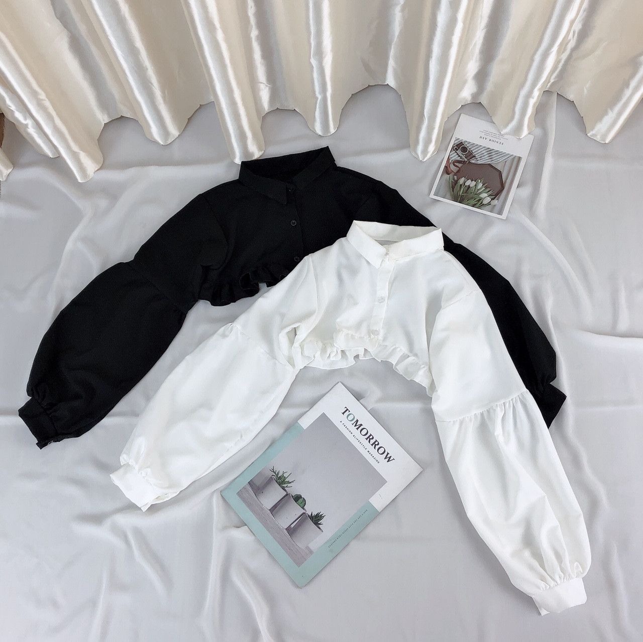 ÁO SƠ MI CROPTOP PHỐI BÈO FROM 50KG TRỞ LẠI
