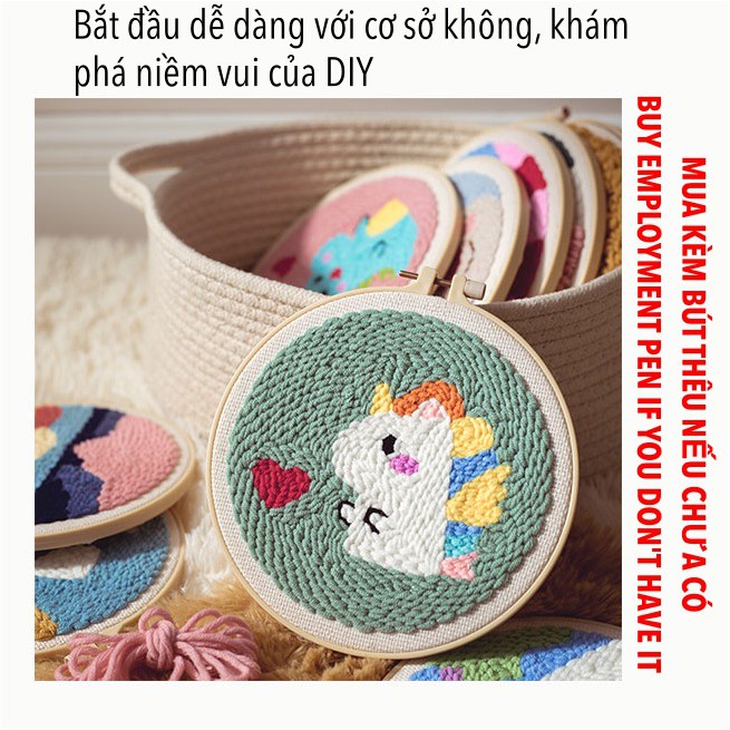 [HCM]Bộ Len Xù Động Vật Dễ Thương - Punch Needle Decor