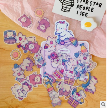 Set miếng dán sticker decal sổ vở gấu trắng size lớn 40 miếng