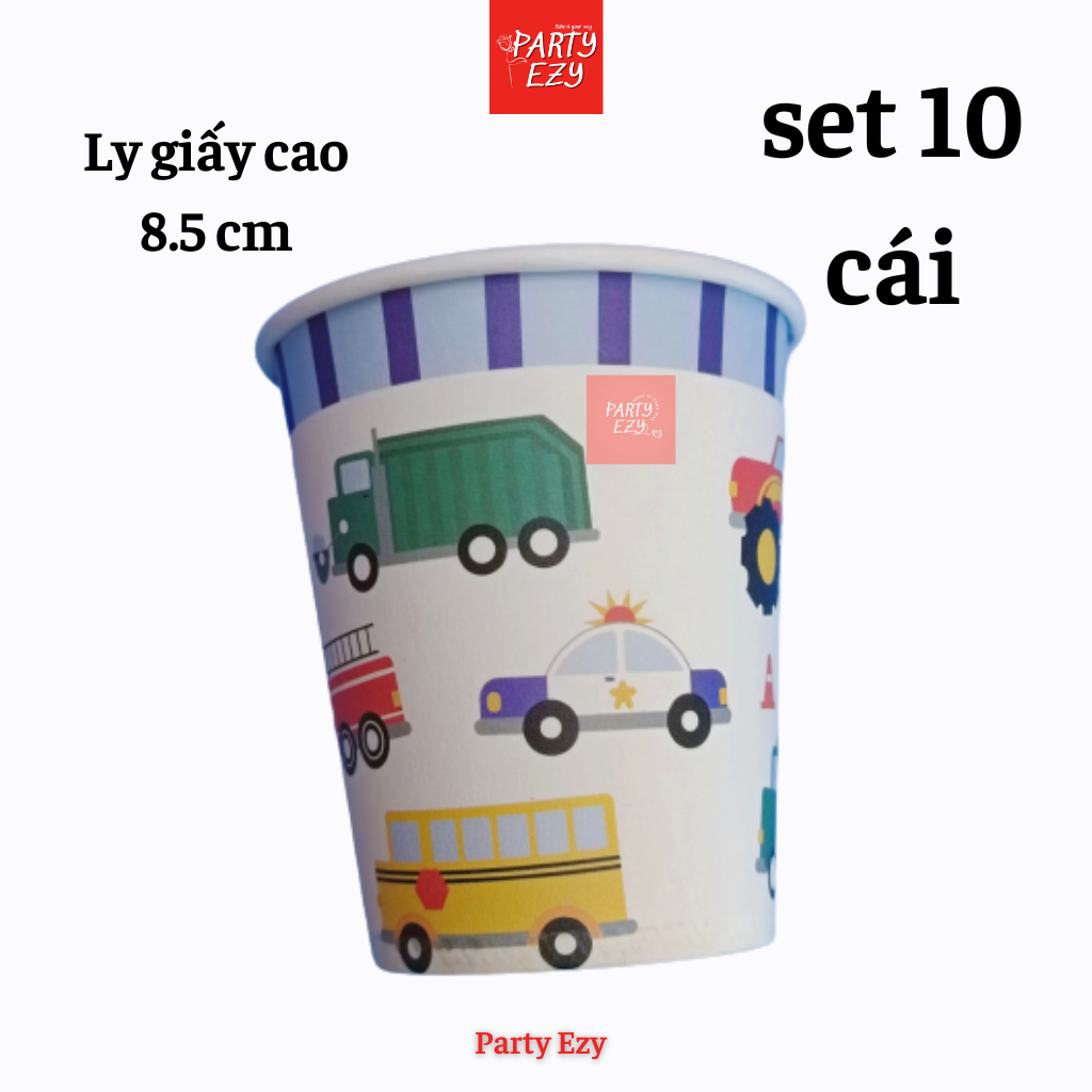 SET DĨA, LY GIẤY CHỦ ĐỀ XE CỘ, XE HƠI CHO BÉ