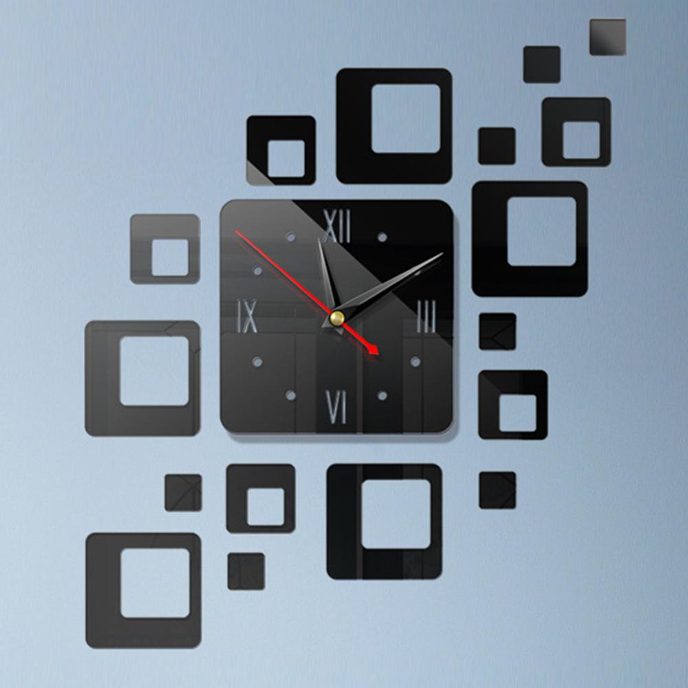 Gương Đồng Hồ Treo Tường Miếng Dán Tráng Gương Đồng Hồ Thoáng Mát Có Thể Tháo Rời Vuông 5 Màu 3D Gương TRUYỀN HÌNH Nền bán chạy