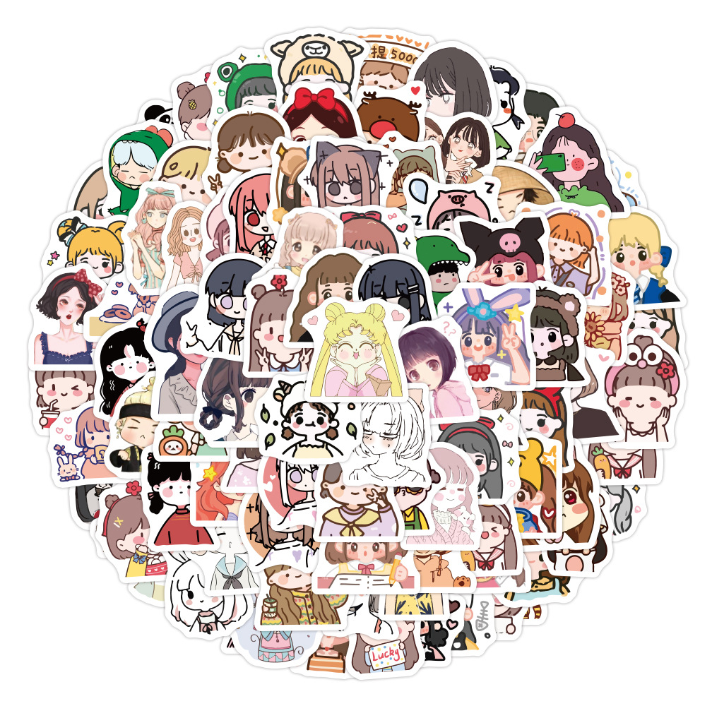 Set 100 Sticker Dán Chủ Đề Bé Gái Dễ Thương