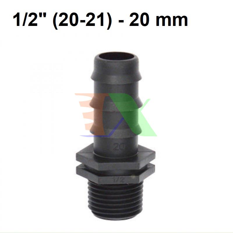 Combo 100 chiếc khởi thủy tkr-1220 ren 21 ra ống φ20 mm, khởi thủy cho dây pvc pe hdpe ldpe