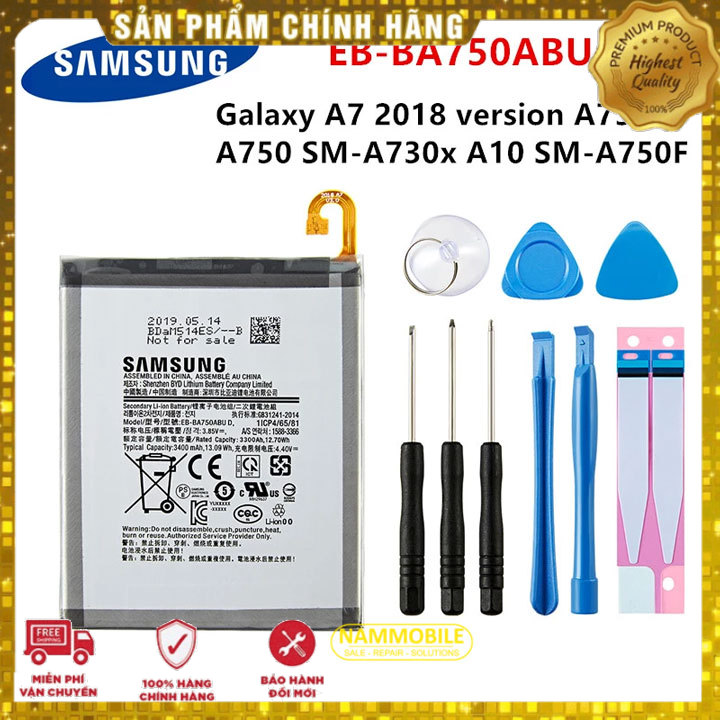 Pin samsung galaxy a10 m10 a7-2018 a750 eb-ba750abu 3300mah zin + tặng siêu dán pin