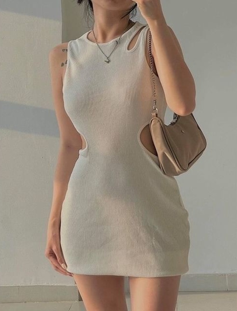 Đầm thun khoét eo - D180