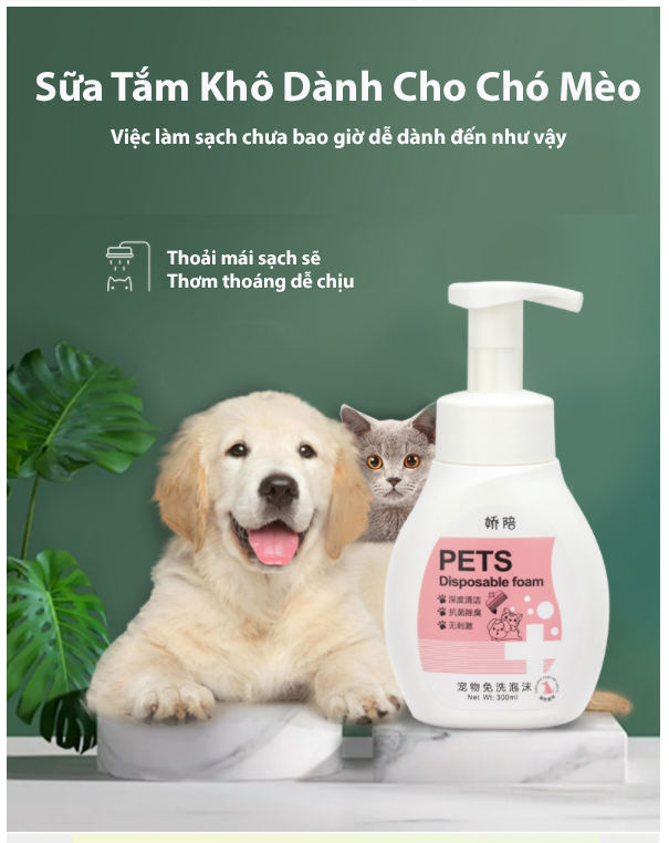 SỮA TẮM KHÔ DÀNH CHO CHÓ MÈO