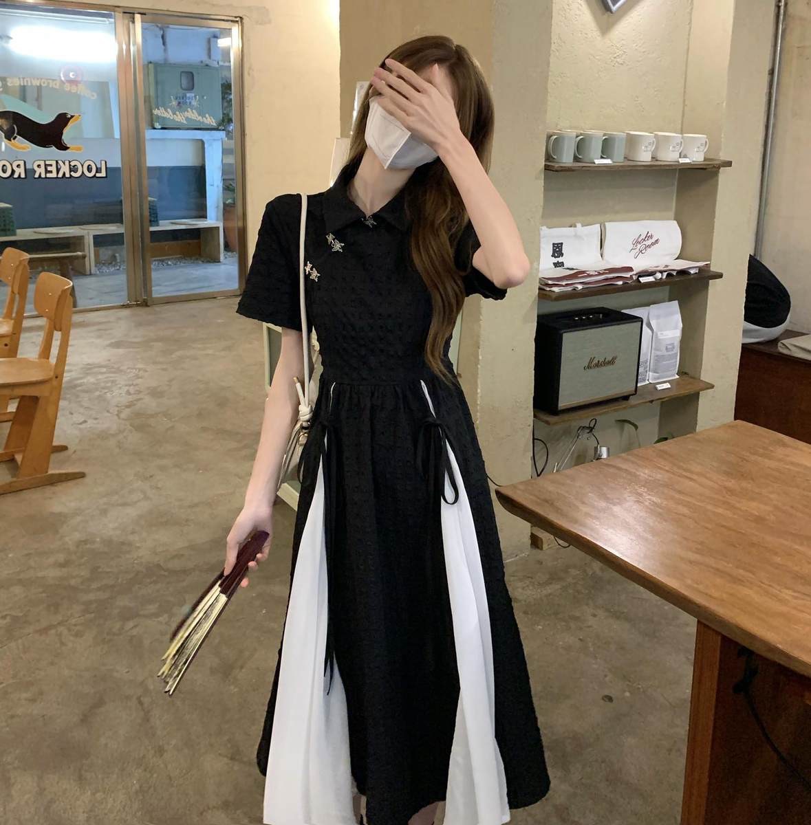 Đầm Sườn Xám Cách Tân Phối Voan Cách Tân Dây Nơ Eo
