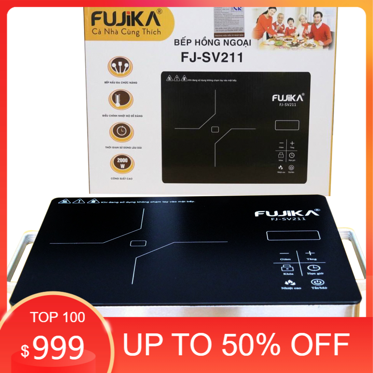 Bếp Điện Hồng NgoạiBếp Hồng Ngoại Đơn Fujika FjSv211 Công Suất 2000w Phù Hợp Với Mọi Loại Nồi Kinh Cường Lực Chịu Nhiệt Nấu NhanhTiết KiệmNhiều Chế Độ Nấu Đa Dạng XàoHầmLẩuChiên Bảo Hành 12 Tháng