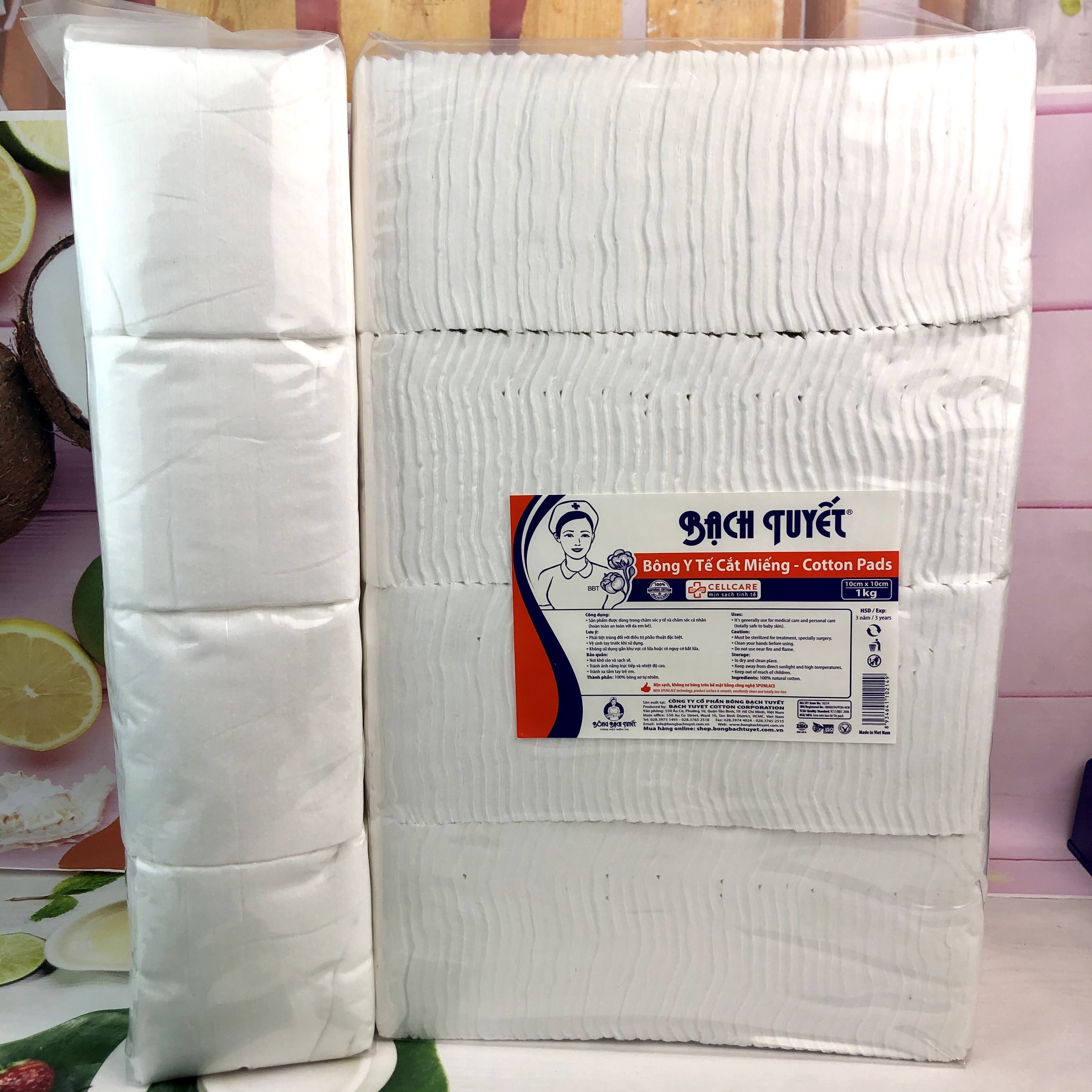 Bông gòn cắt miếng sẵn 1kg size 10 x 10 - bông gòn cắt sẵn 10x10 bông bạch tuyết