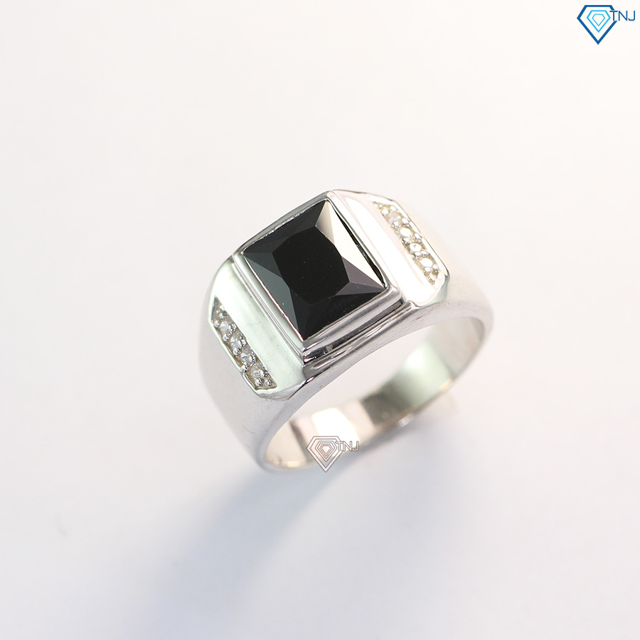 Nhẫn bạc nam mặt đá đen cá tính NNA0047 - Trang Sức TNJ