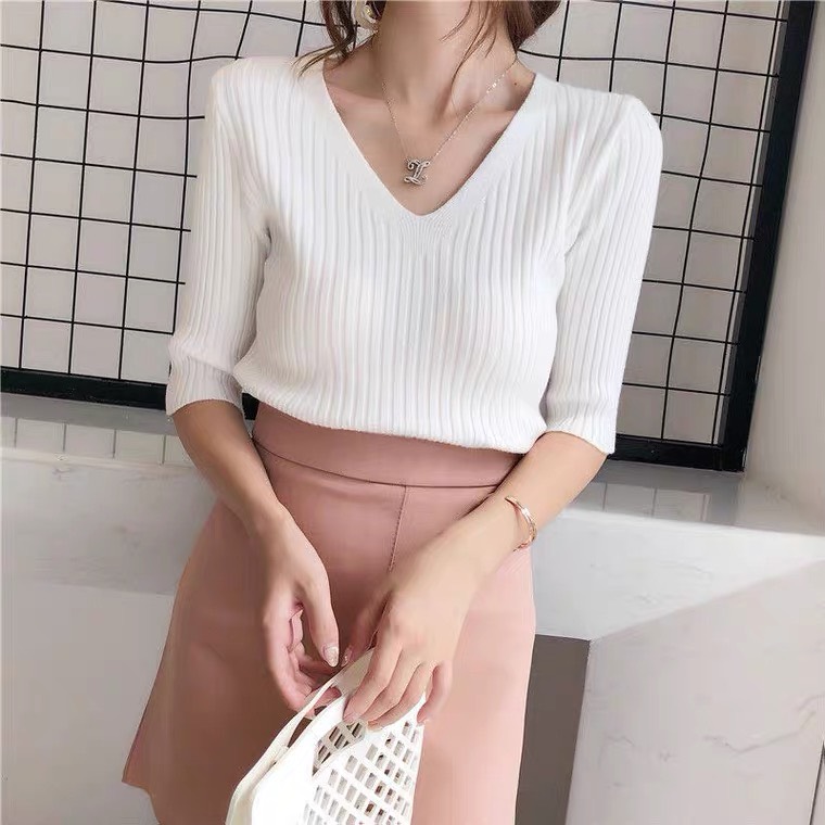 Áo len cổ V tay lỡ - TLCV