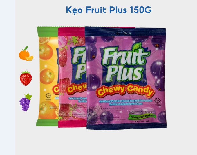 Kẹo Mềm Fruit Plus Hương Dâu Chewy Candy (Gói 150g)