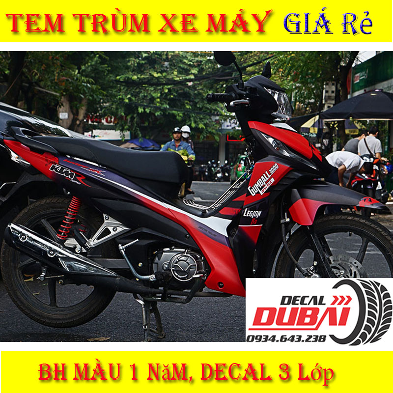 Tem Trùm Wave RSX Đen Nhám Đỏ KTM
