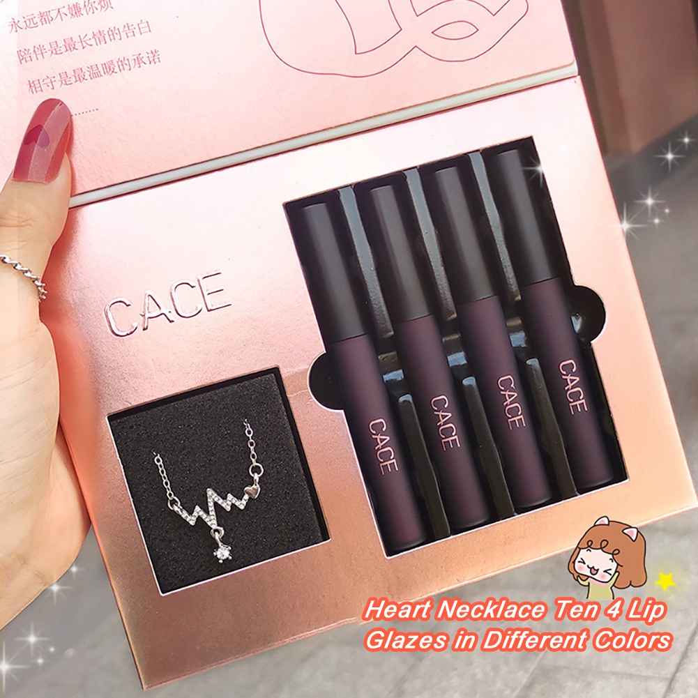 Set 4 son môi chống nước lâu trôi có hộp đựng xinh xắn