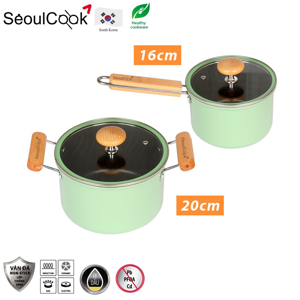 Authentic top-luxury Korean seoulcook style non-stick stone frying pan pot