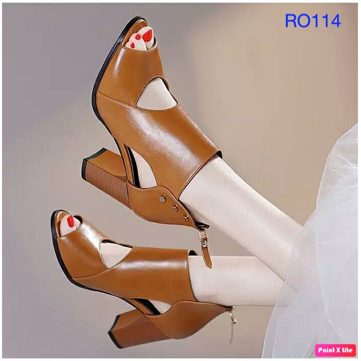 GIÀY BOOT NỮ CỔ THẤP GIÀY CAO GÓT HÀNG HIỆU ROSATA PHÁ CÁCH RO114