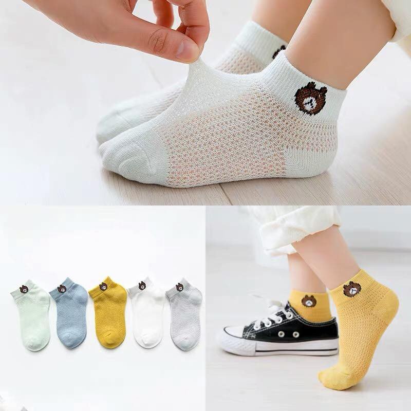 [HCM]Set 5 đôi tất gấu lưới thông hơi cho bé