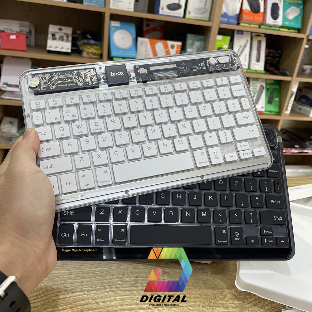 Bàn Phím Bluetooth Mini Trong Suốt Hoco S55 Cho Smartphone, iPad, Máy Tính Cao Cấp